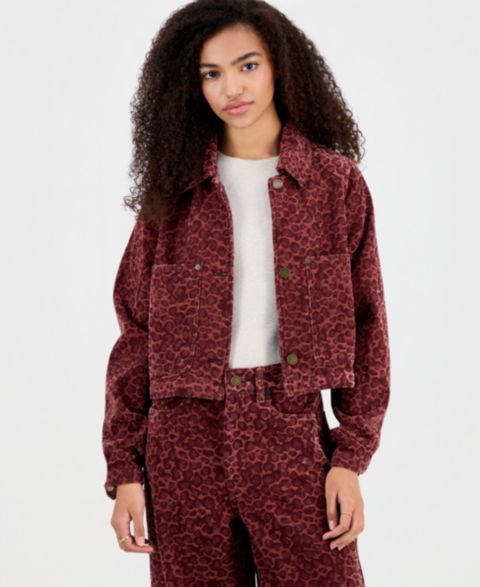 Женские куртки BLANK NYC Flocked Animal Printed Long-Sleeve Jacket