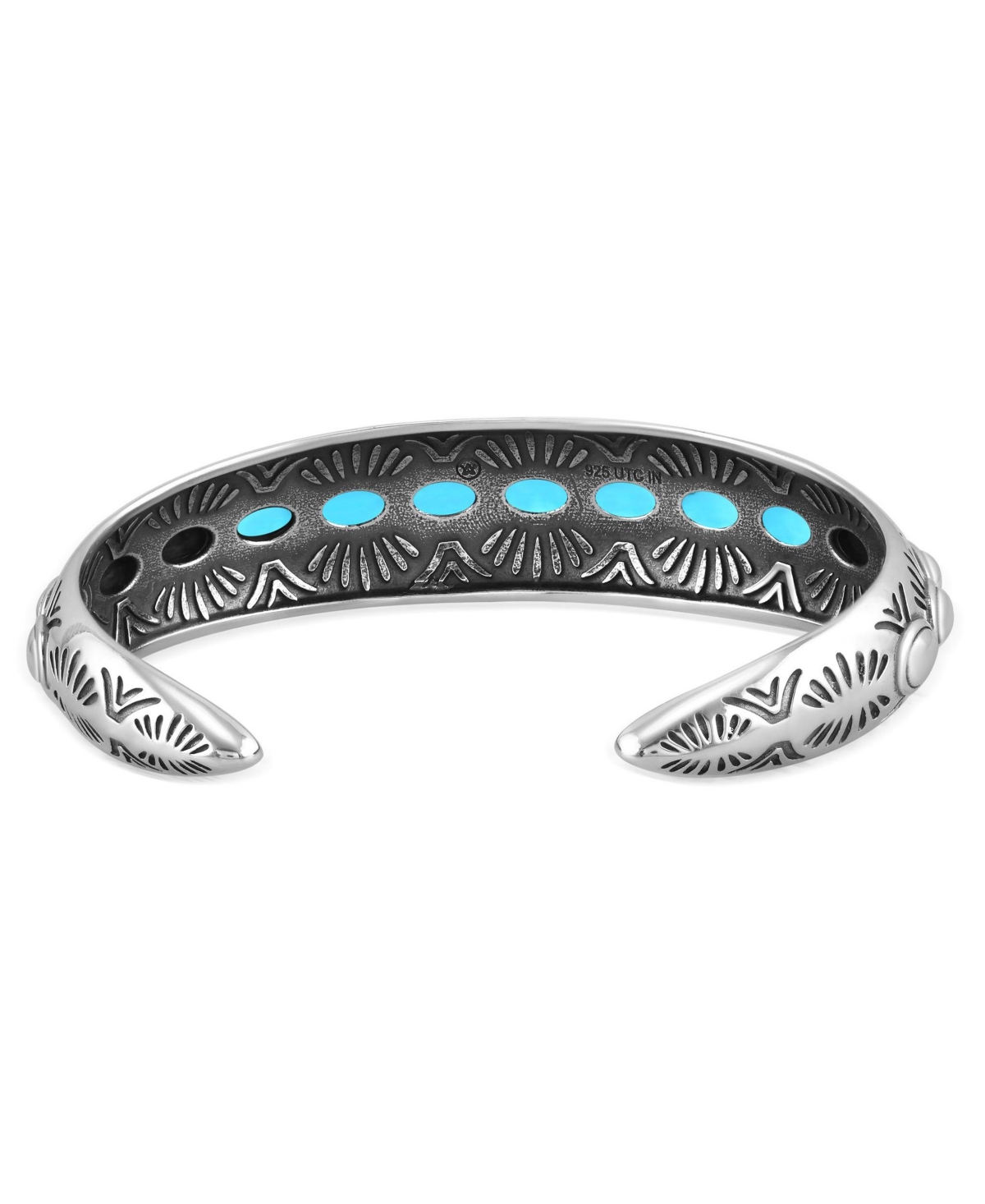 American West Jewelry Sterling Silver Sleeping Beauty Turquoise Gemstone Textured Cuff Bracelet, Size Large