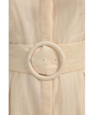 Women's Organdie Tie Neck Woven Midi Dress