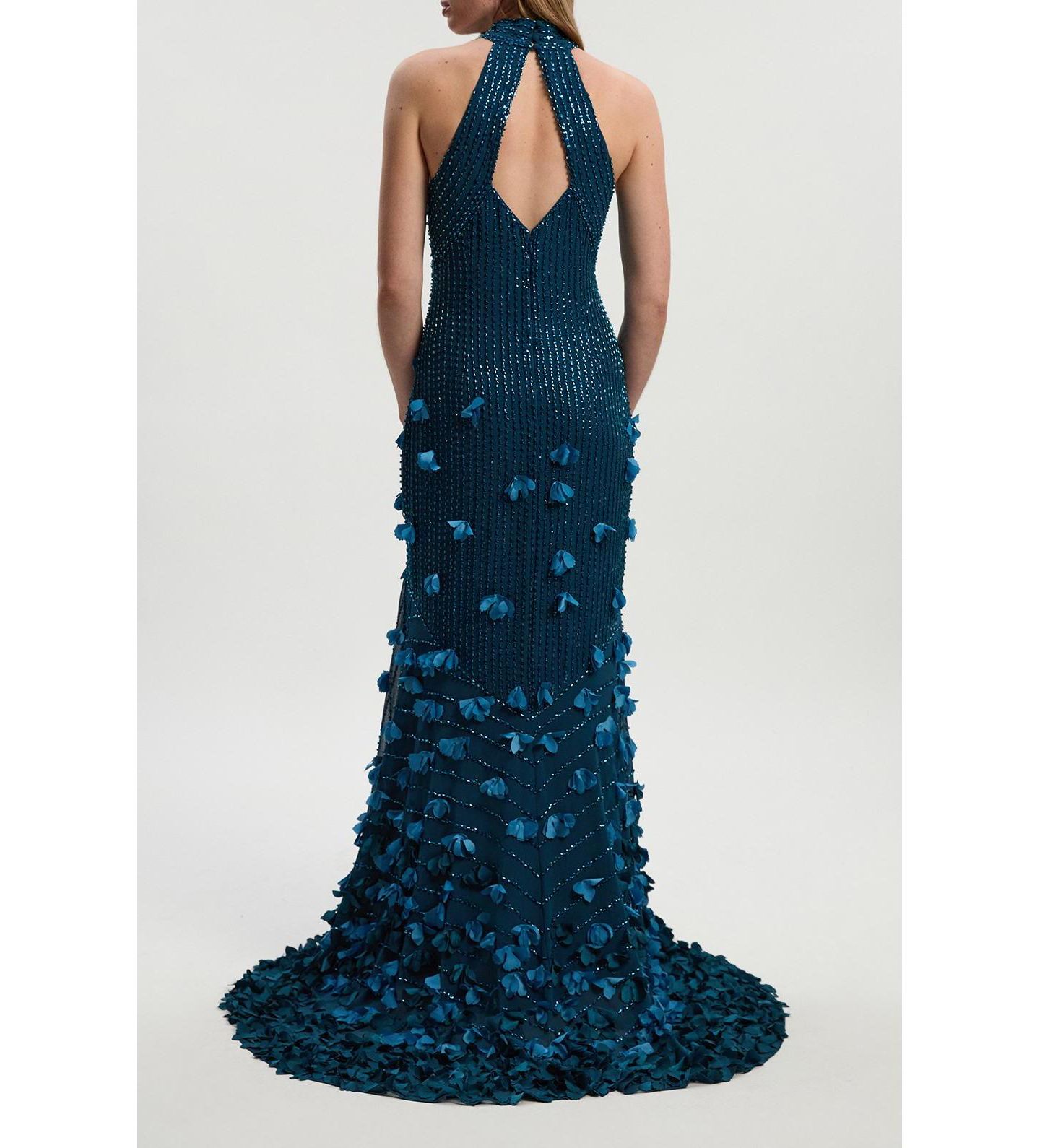 Женское платье Karen Millen Petite Woven Maxi Rosette, цвет: Бирюзовый — фото 7
