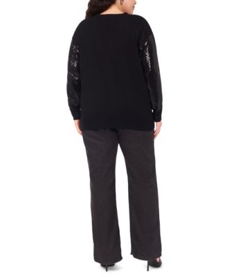 Plus Size Sequined V-Neck Cardigan Sweater