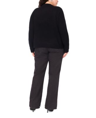 Plus Size Crewneck Paillette Sequin Long-Sleeve Sweater