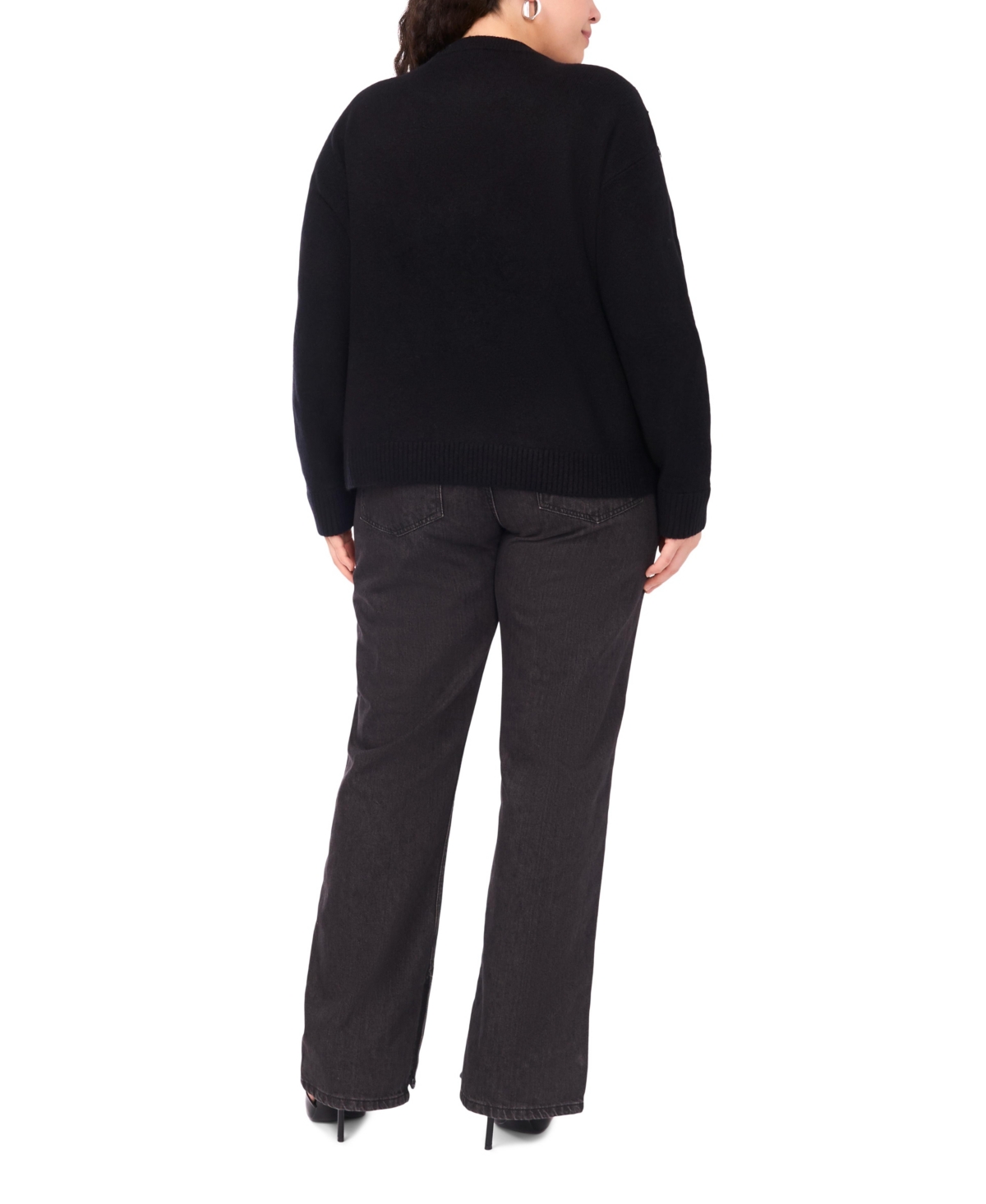 Vince Camuto Plus Multi Paillette Crewneck Sweater