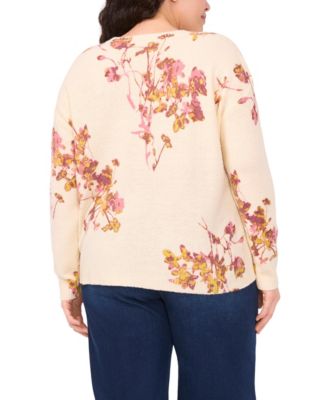 Plus Size Electric Bouquet Crewneck Sweater