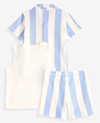 Boys Toddler 2T-4T 3-Pc. Striped Resort Shirt, Tank Top & Shorts Set, Macy's Exclusive