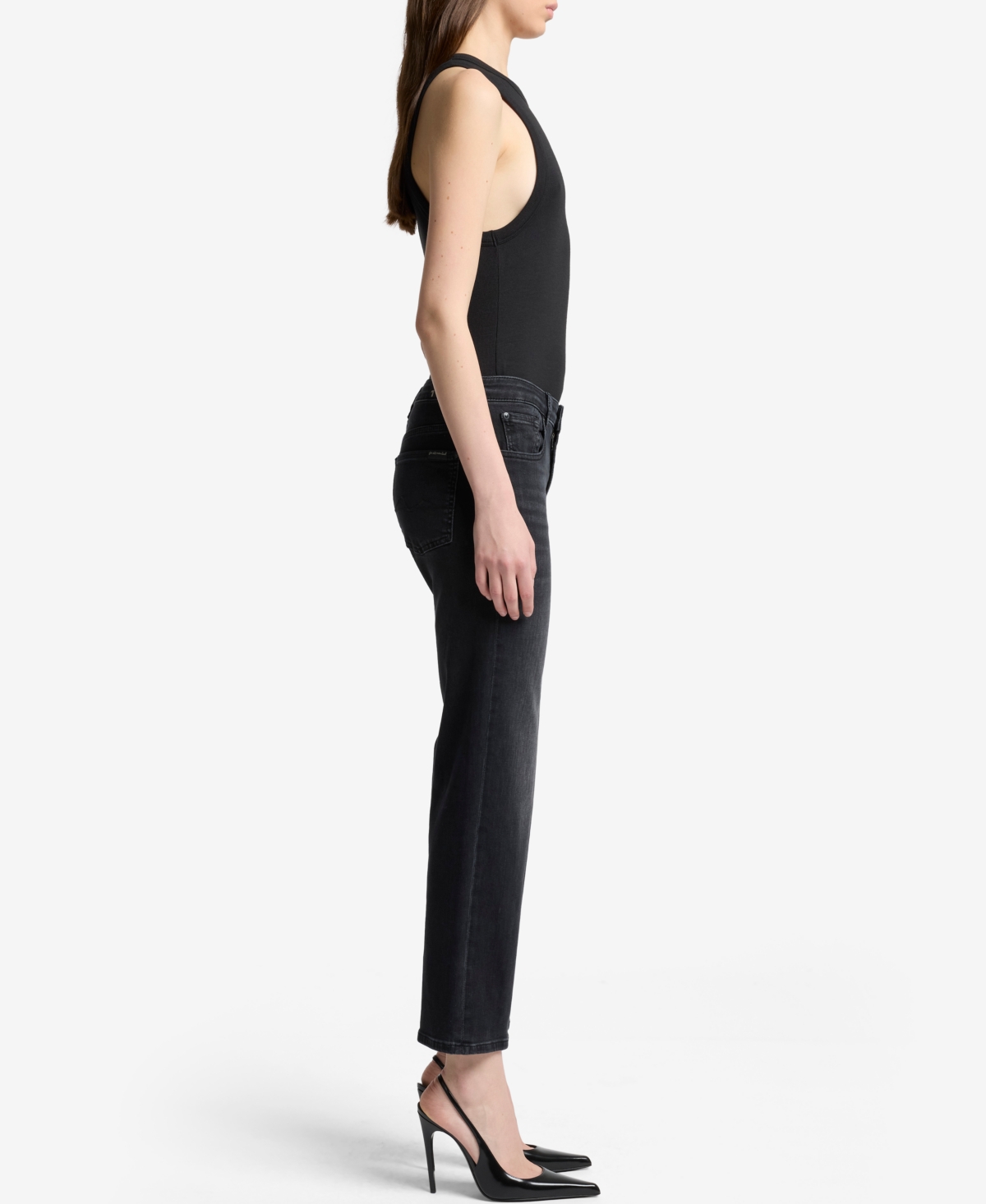 7 For All Mankind Women's Calie Straight Leg Ankle Jeans In Black