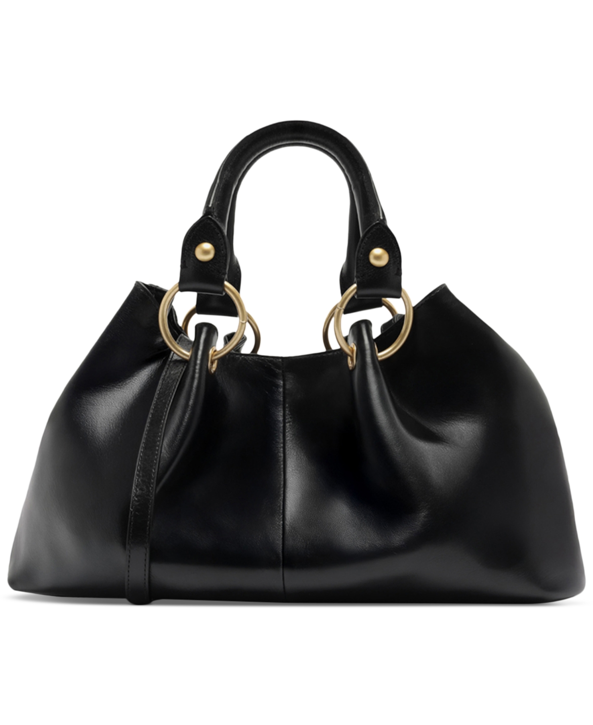 Arezzo Lucienne Medium Leather Satchel Bag In Black