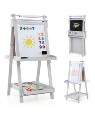 Foldable Easel for Kids 3-in-1 Double-sided Art Easel with Chalkboard
