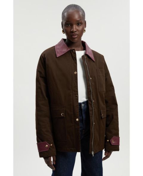 Женские куртки Karen Millen Quilted Contrast Collar Barn Jacket