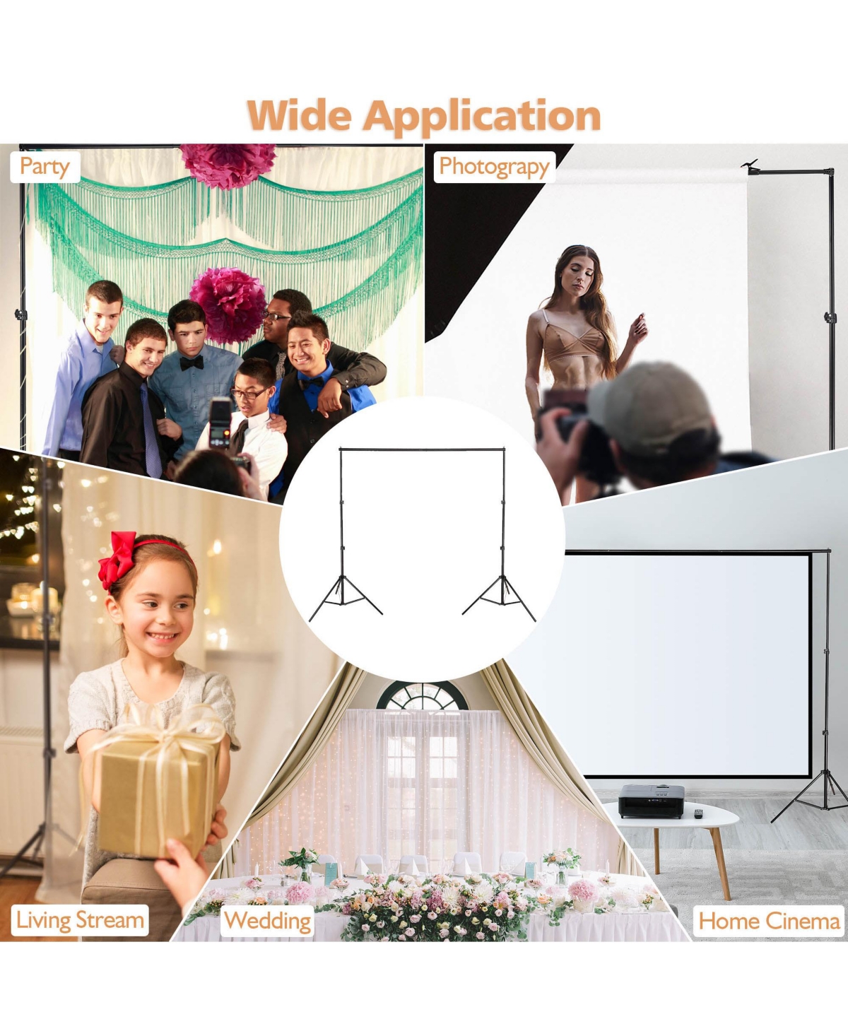 Yescom 5 Sets of 7x10 Ft Backdrop Stand Party Decor Baby Shower Backdrop Support Studio