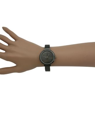 Gunmetal Shiny Face Textured Bangle Watch