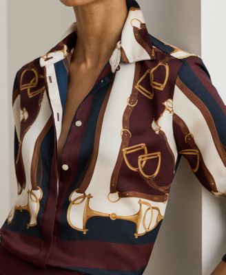 Petite Classic Fit Equestrian-Print Twill Shirt