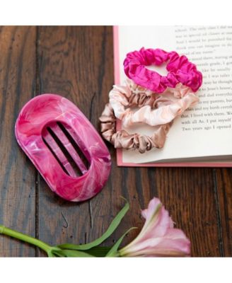 Large Oval Hair Clip Set of 2 – Soft Pink + Pink Marble