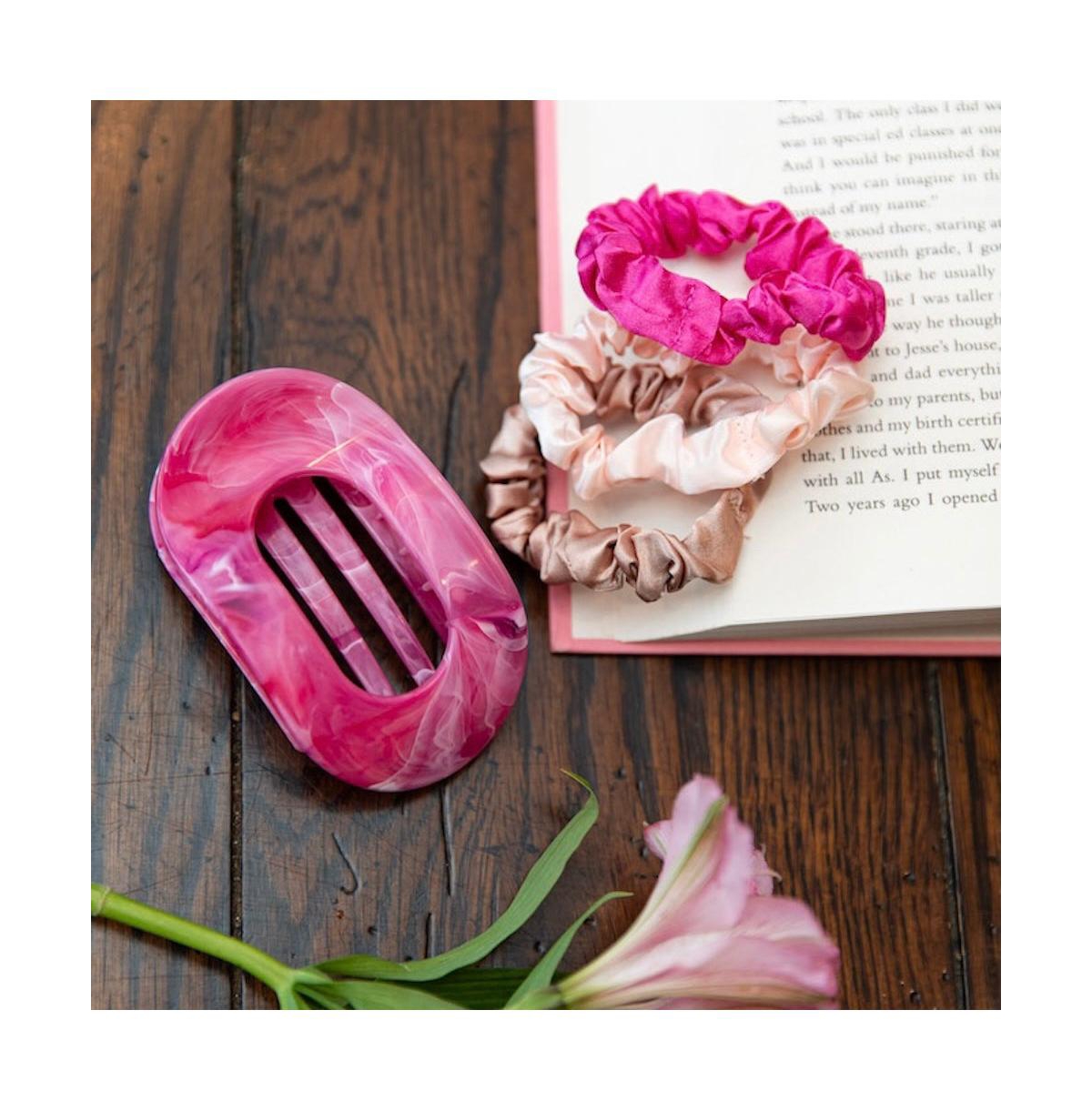 Headbands of Hope Large Oval Hair Clip Set of 2 – Soft Pink + Pink Marble