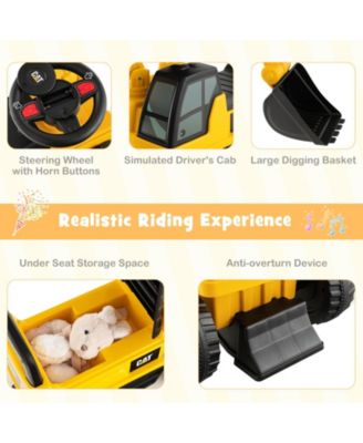 Licensed Caterpillar Kids Rid-On Digger Excavator Toy with Digging Bucket & Storage