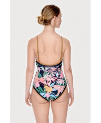 Women's Blush Jungle Reversible V-Neck One-Piece Swimsuit