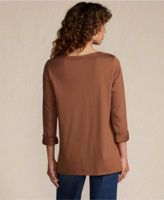 Women's Supima Cotton Adjustable 3/4 Sleeve Boatneck Tunic