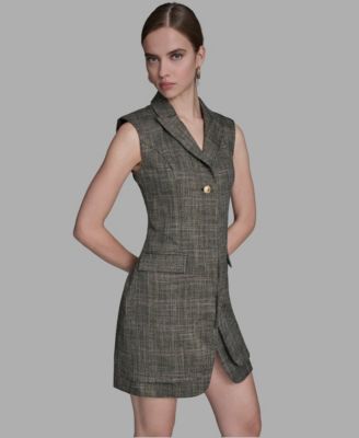 Women's Deep V-Neck Collared Dress