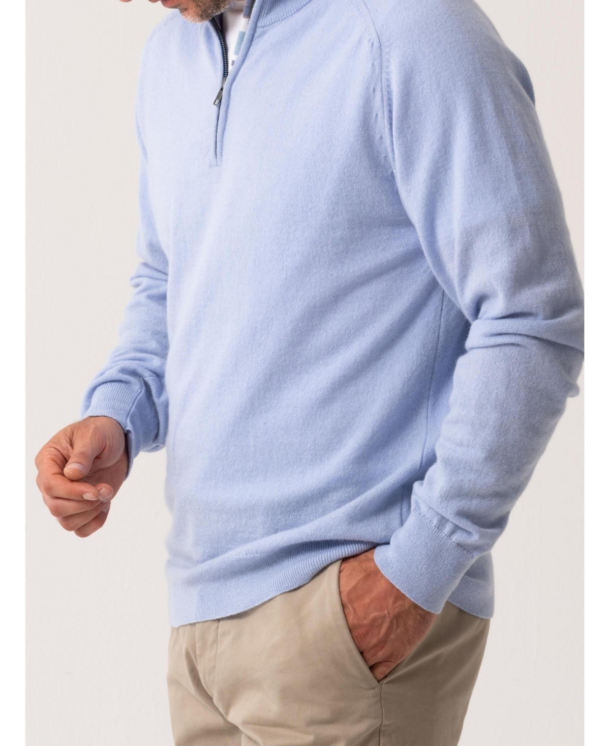 Koy Clothing Men's Navy Wool/Cashmere Qtr Zip Jumper