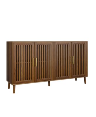 63" Walnut Sideboard Buffet Cabinet with Grille Doors