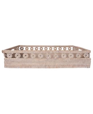 Inna Design Rectangular Tray with Cutout Handles & Glass Insert