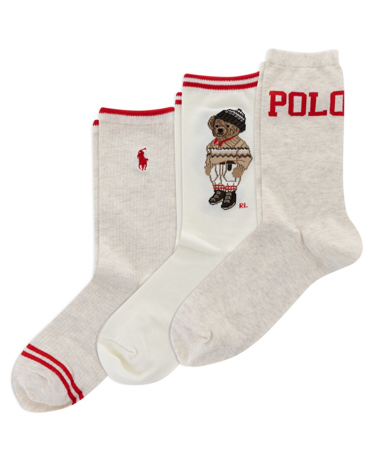 Polo Ralph Lauren Women's 3-pack Colorado Bear Socks In White