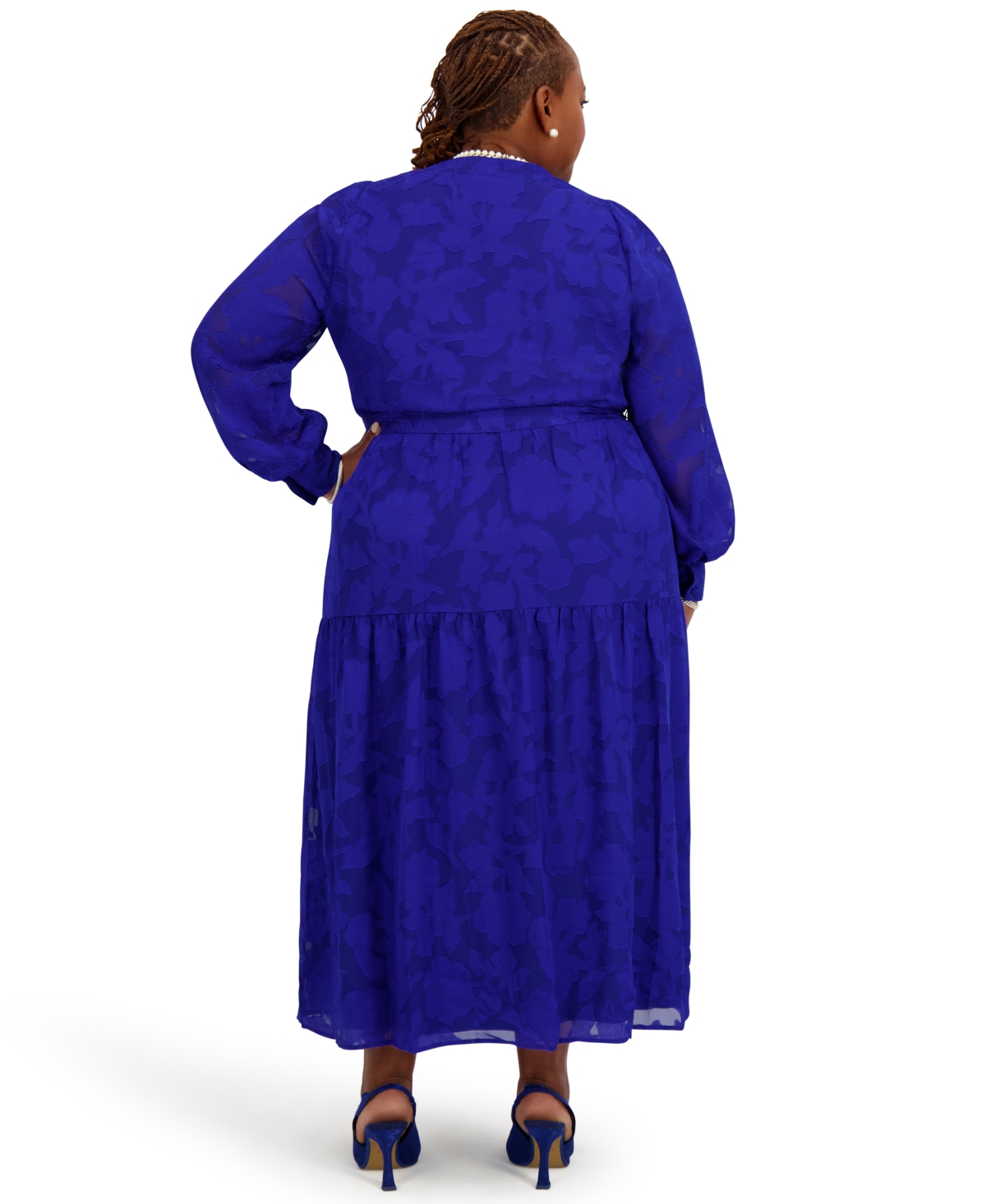 Kasper Women's Soft V-neck Tiered Midi Dress In Blue