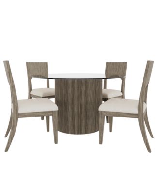 Frandlyn 5 Pc. Set (54" Round Glass Dining Table & 4 Side Chairs)