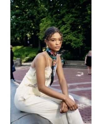 Silk Skinny Scarf Night Jungle Gathering