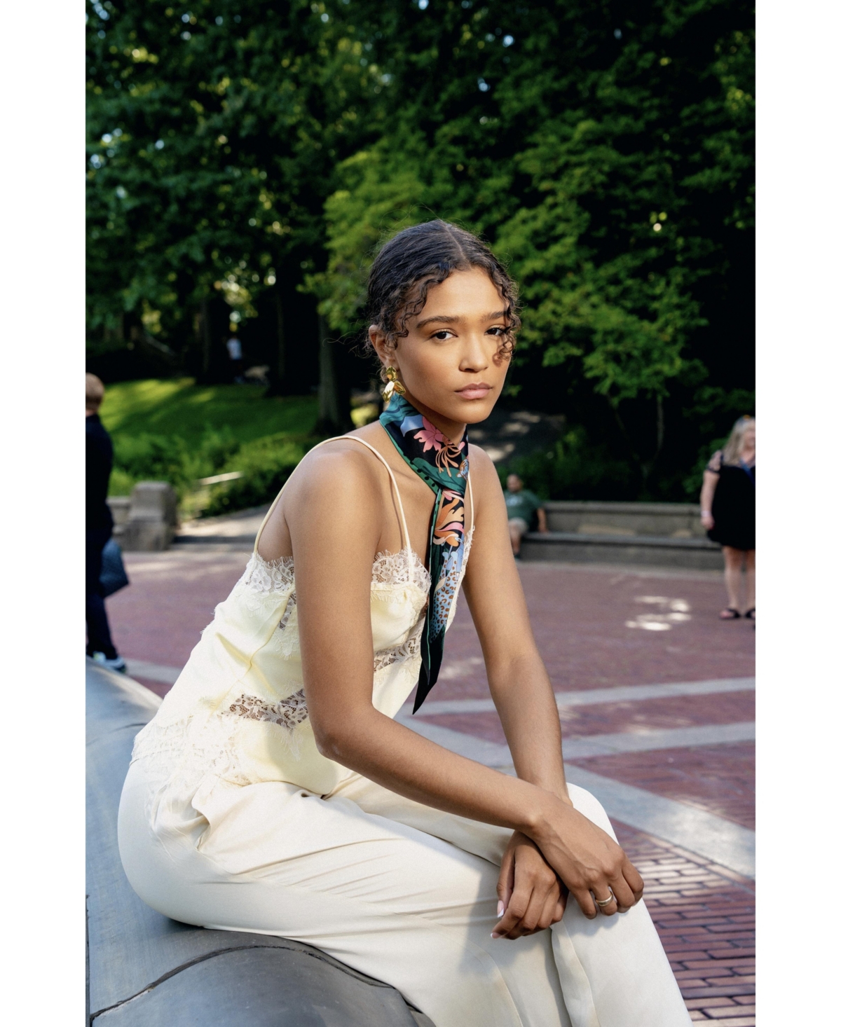 Jessie Zhao New York Silk Skinny Scarf Night Jungle Gathering