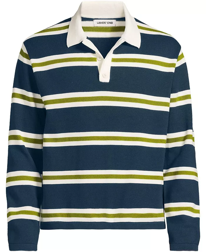 Men's Long Sleeve Cotton Rugby Sweater Polo - thumbnail 7