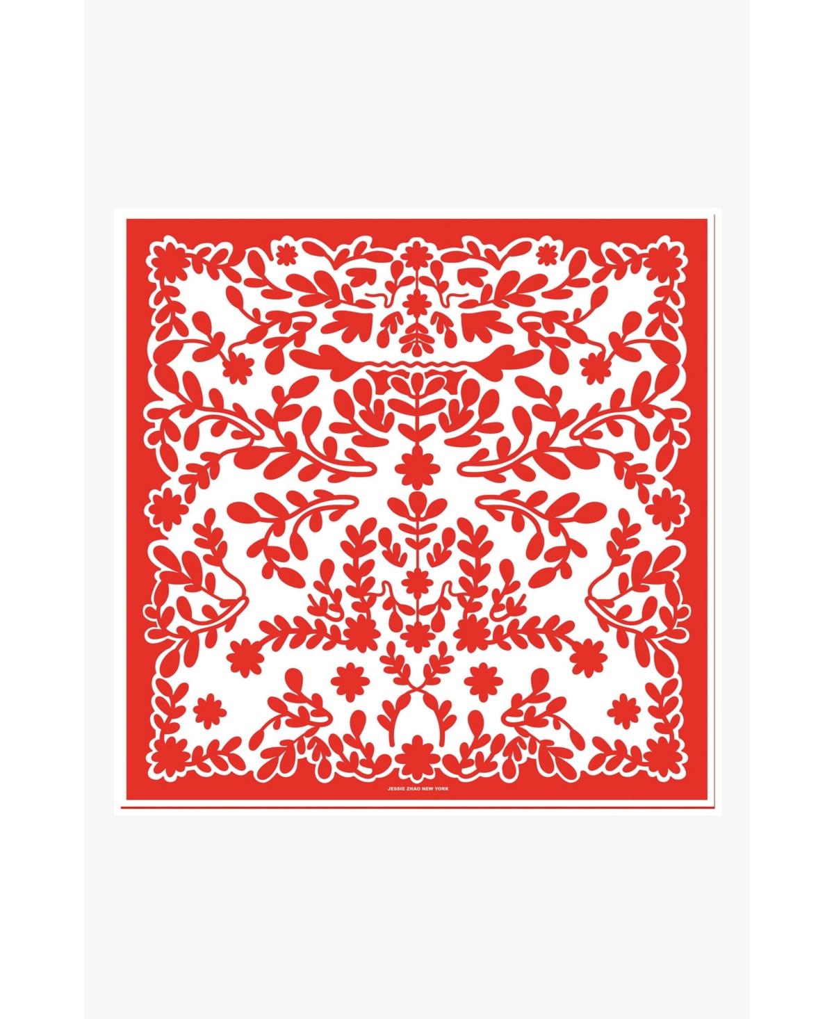 Jessie Zhao New York Double Sided Silk Scarf Red Blessing