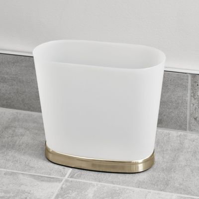 Small Oval Bathroom Trash Can - Frost/Soft Brass - Made in USA