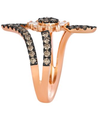Chocolate Diamond (0.37 ct. t.w.) and Vanilla Diamond (0.89 ct. t.w.) Ring in 14k Strawberry Gold