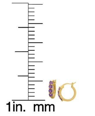 3-Pairs Amethyst, Peridot and Garnet (2-1/3 ct. t.w.) Round Halo Huggie Hoop Earrings in 14k Gold over Sterling Silver