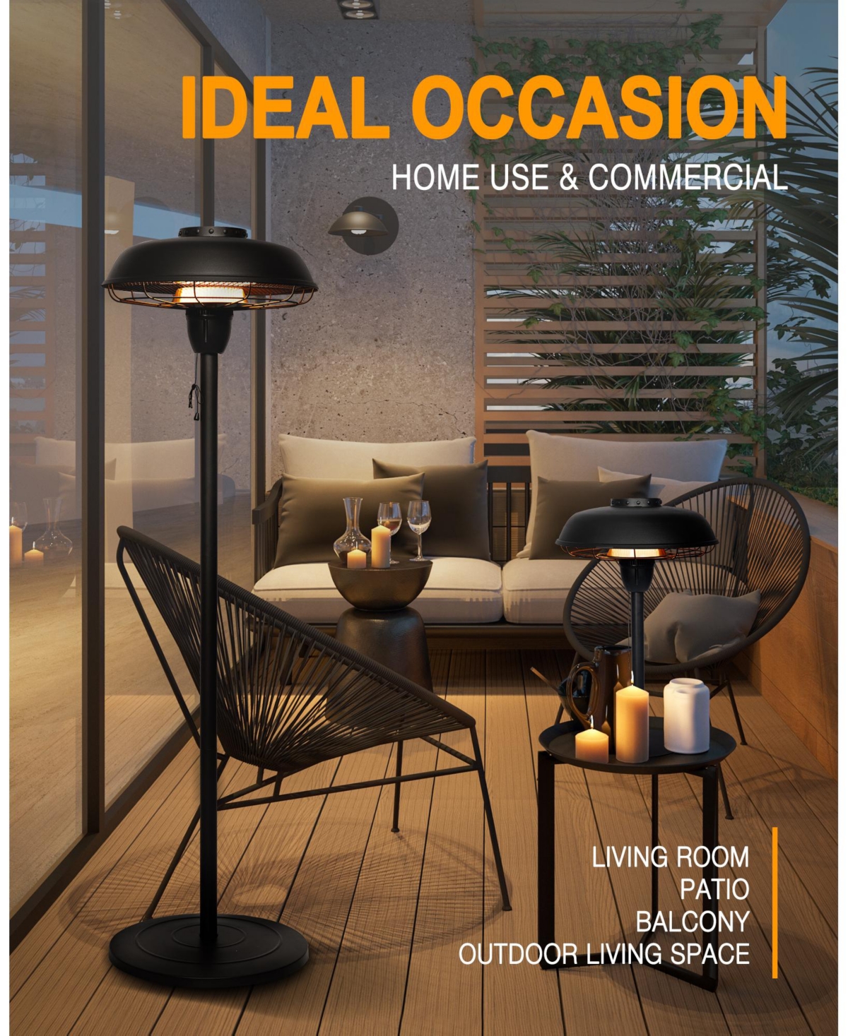 Zachvo 1500w Infrared Indoor And Outdoor Portable Patio Heater