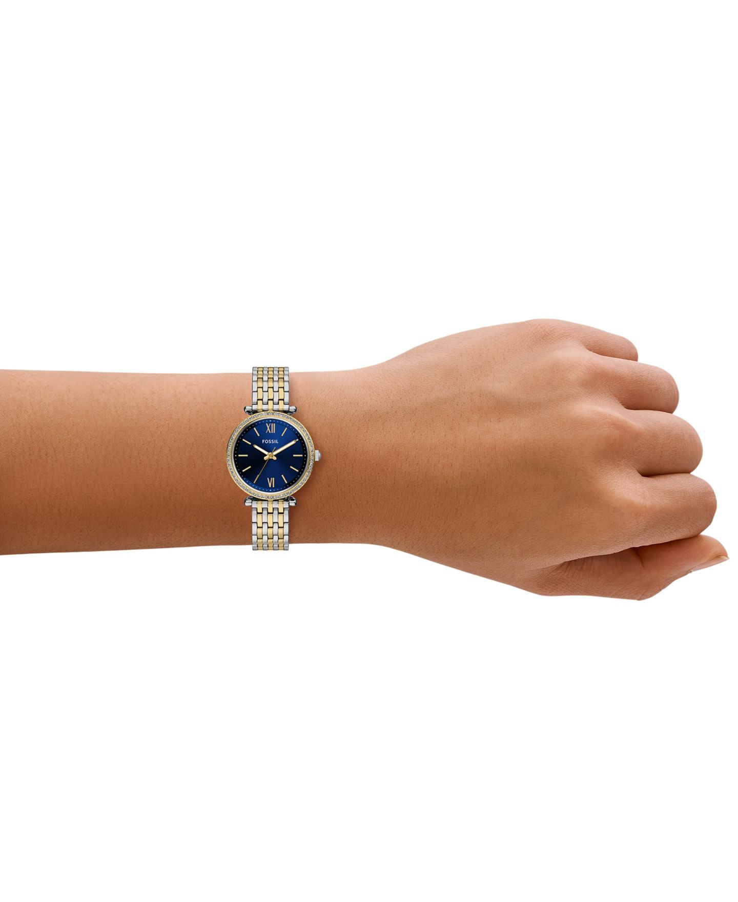 Женские часы Fossil Carlie Three-Hand Two-Tone Stainless Steel Watch, 28mm — фото 6