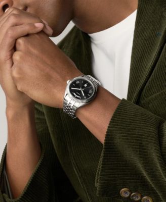 Men's Campbell Three-Hand Day-Date Stainless Steel Watch, 42mm