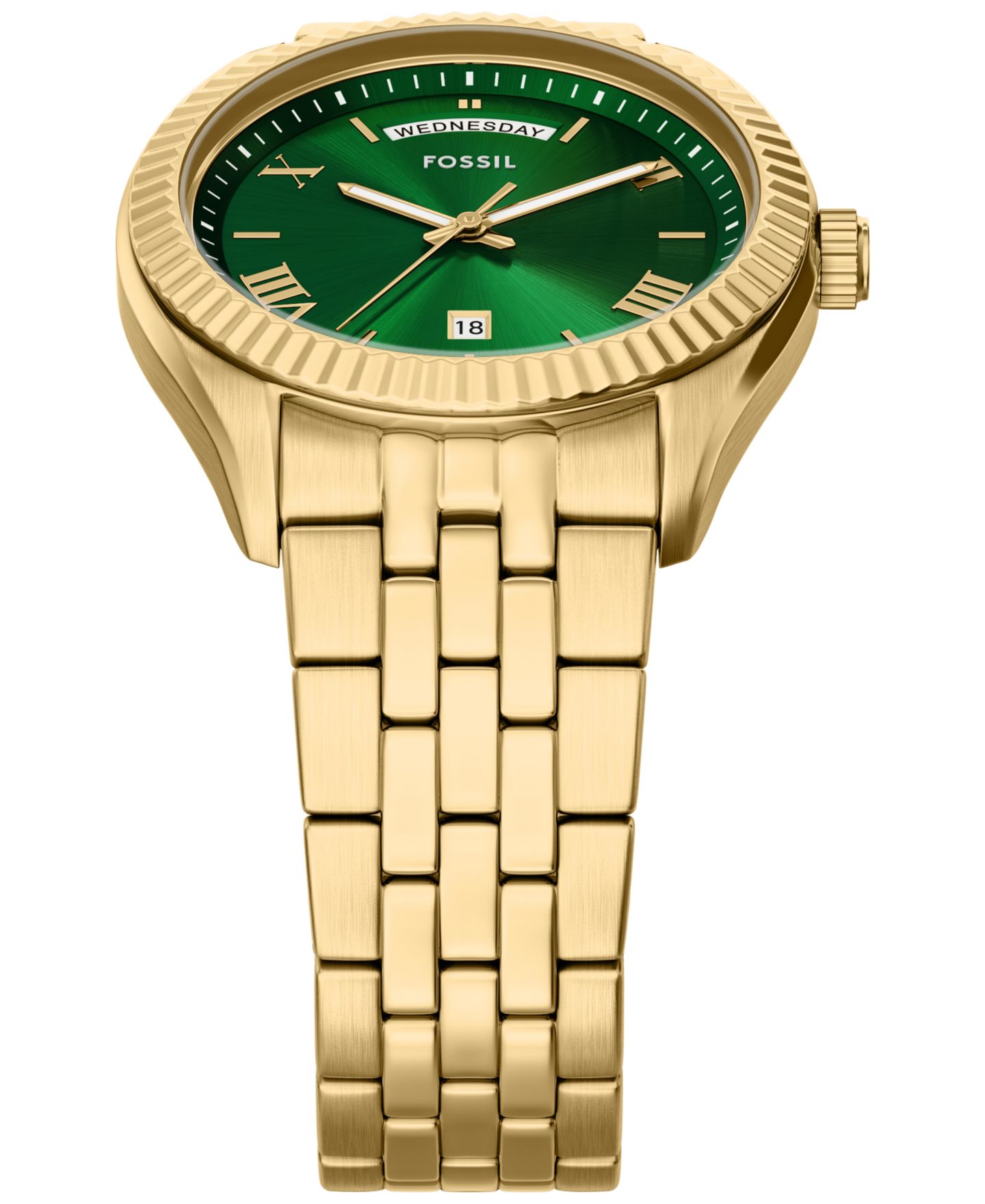 Мужские часы Fossil Campbell, три стрелки, день-дата, сталь цвета золота, 42 мм — фото 4