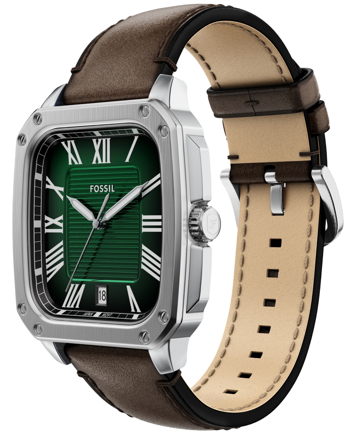 Fossil Men's Crosby Three-Hand Brown Leather Watch, 42mm