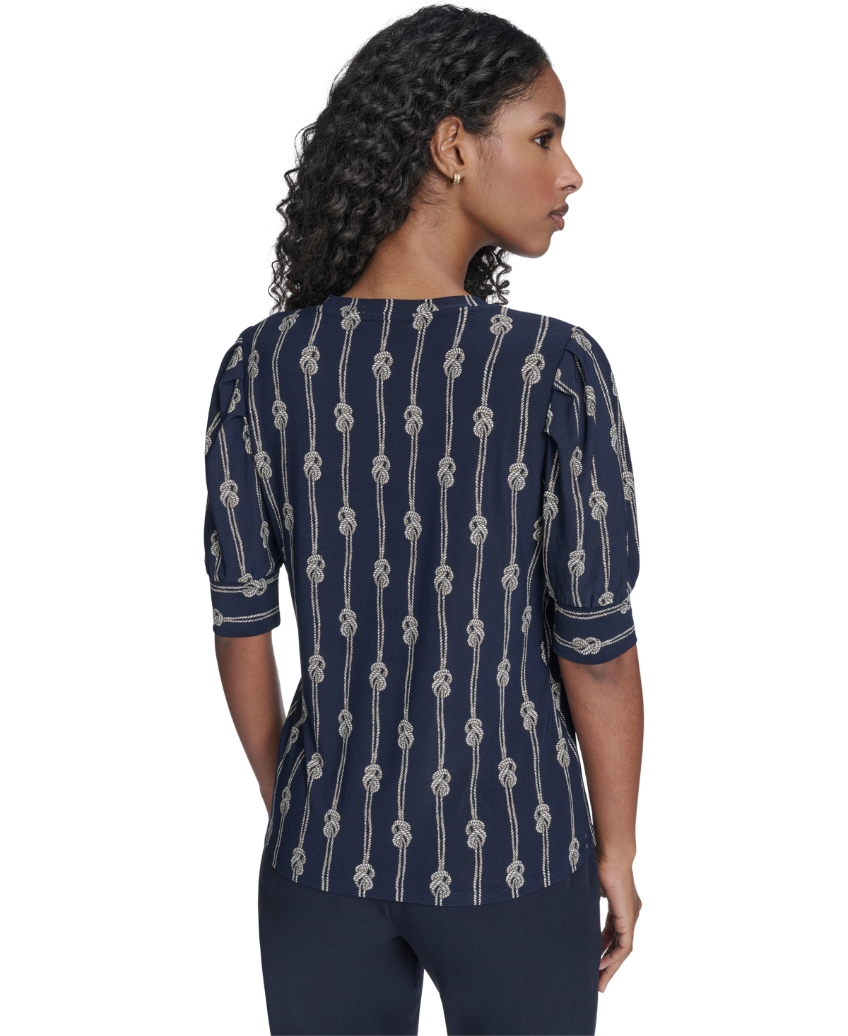 Tommy Hilfiger Women's Rope Knot Short Sleeve Crewneck Top