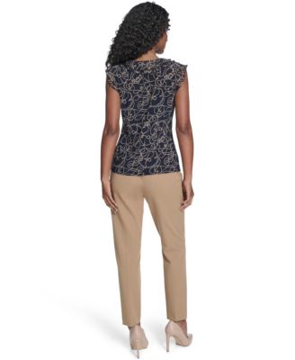 Women's Sleeveless Mixed Media Rope Print Top