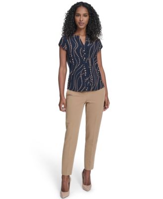 Women's Cascade Dot Cap Sleeve V-Neck Top