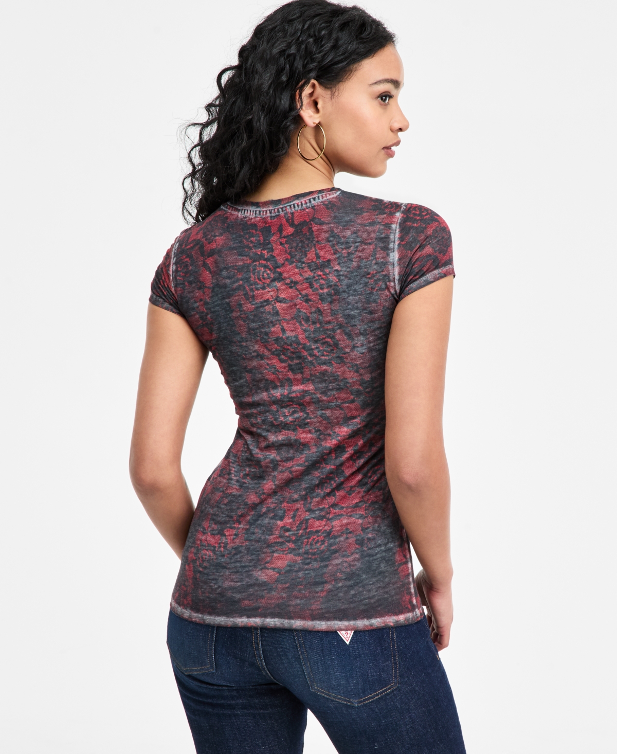 Guess Women's Short-sleeve Lace Face T-shirt In Multi