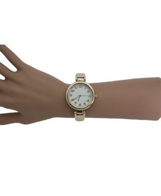 GOLD PLAIN TEXTURE METALLIC BANGLE WATCH