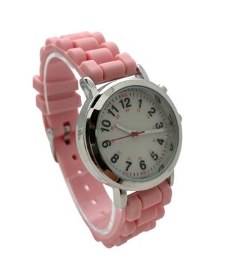 Pink Luminous Dial Easy Read Medical Professionals Silicone Band Women Watch
