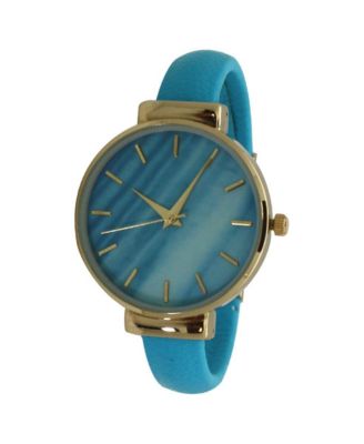 Leather Bangle Fashion Watch With Gradient Face - Turquoise