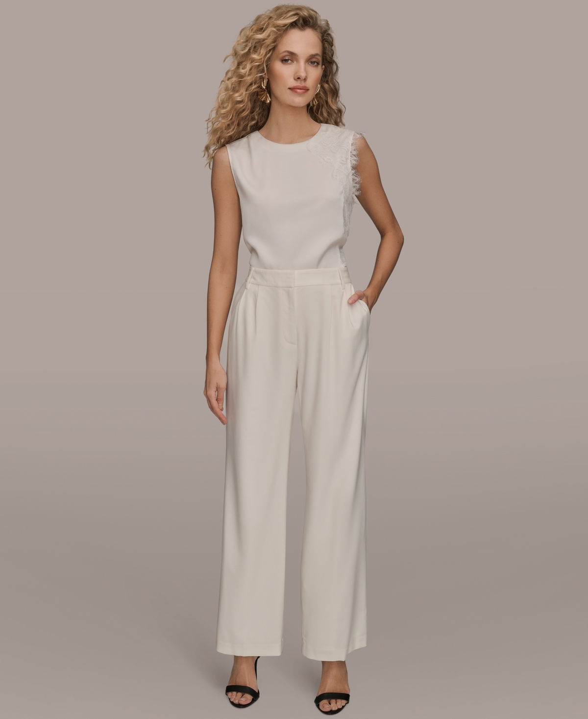 Donna Karan New York Women's High Rise Pleated Wid Leg Pants