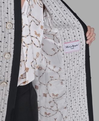 Women's Round Neck Hook & Eye Front Long Jacket