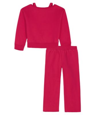 Girls' 4-6X Oversized Sweatshirt and Wide-Leg Pants, 2-Piece Set